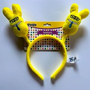 NEW!! Peeps Bunny Plush Yellow Headband With Glasses & Necktie- (NWT)